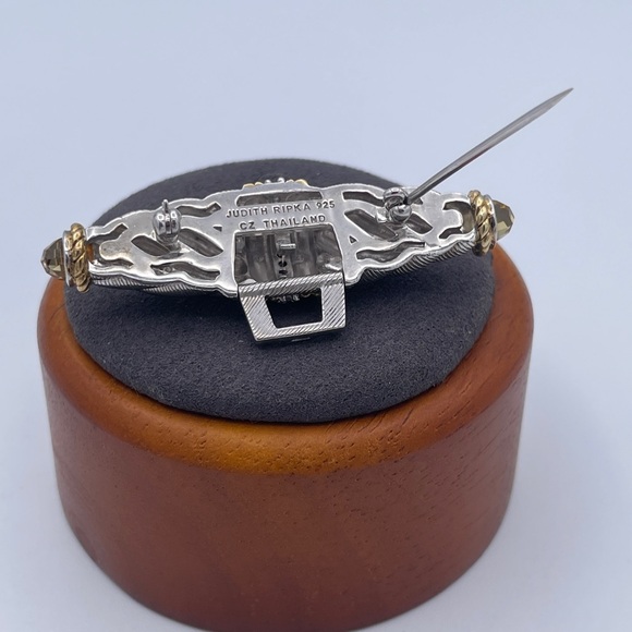 Judith Ripka Sterling Silver CZ Brooch Pin Only | 14.78g | 2.10” Cable Design - Picture 4 of 9